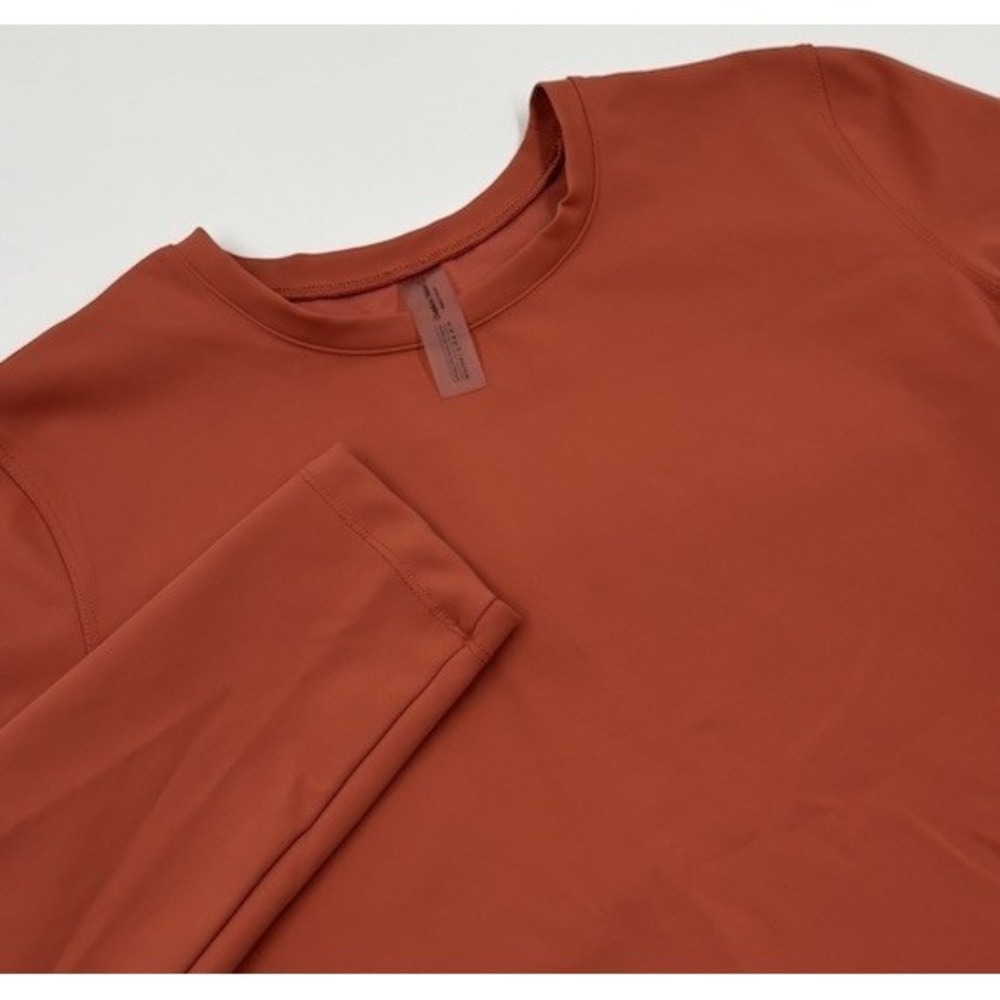 Outdoor Voices Women's L Orange Frostknit Nylon Athletic Long Sleeve Shirt